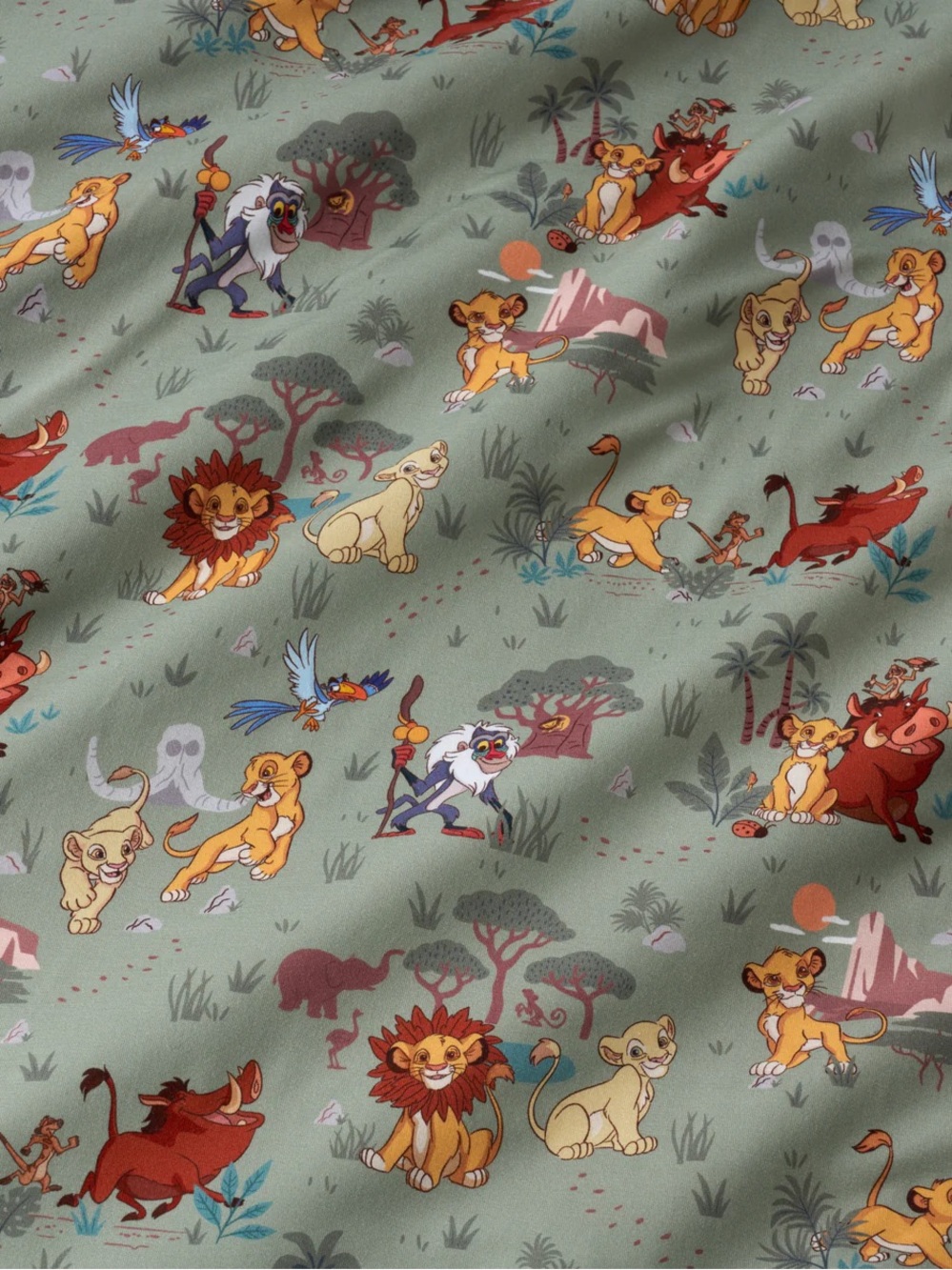 Little Sleepies Sage Green Lion King Character Print